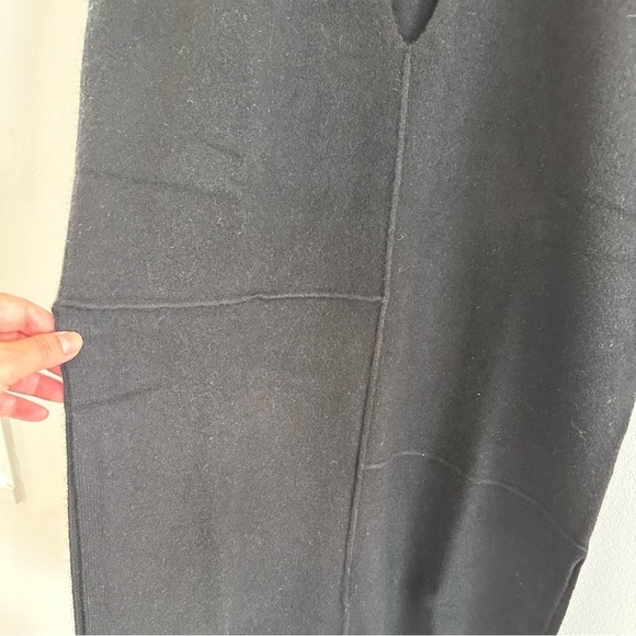 Brown Allan merino wool yak luxurious V-neck longline sweater vest tunic black - Picture 4 of 7